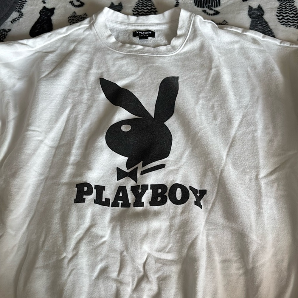 Small White&Black Playboy Crewneck (Pacsun)